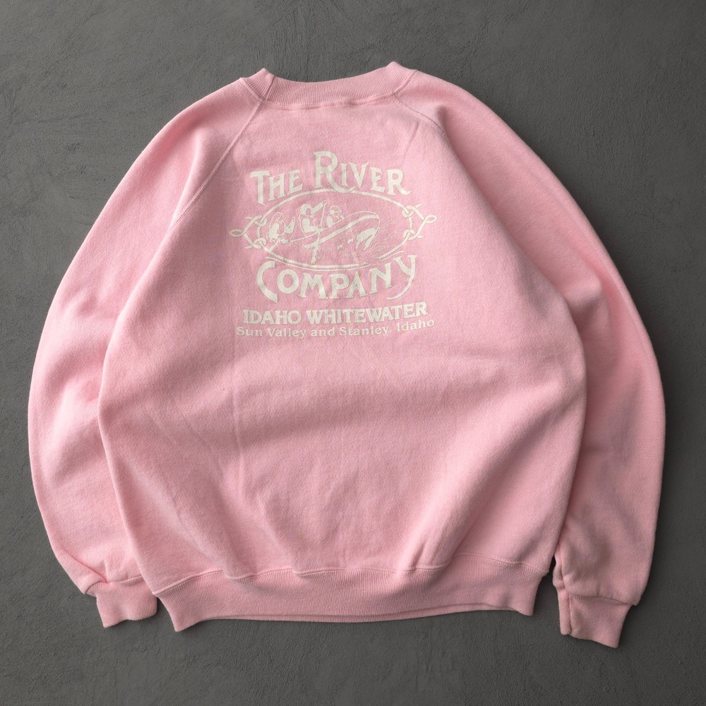 Vintage 80s Hanes Pink Sweatshirt Large The River Company Idaho Whitewater